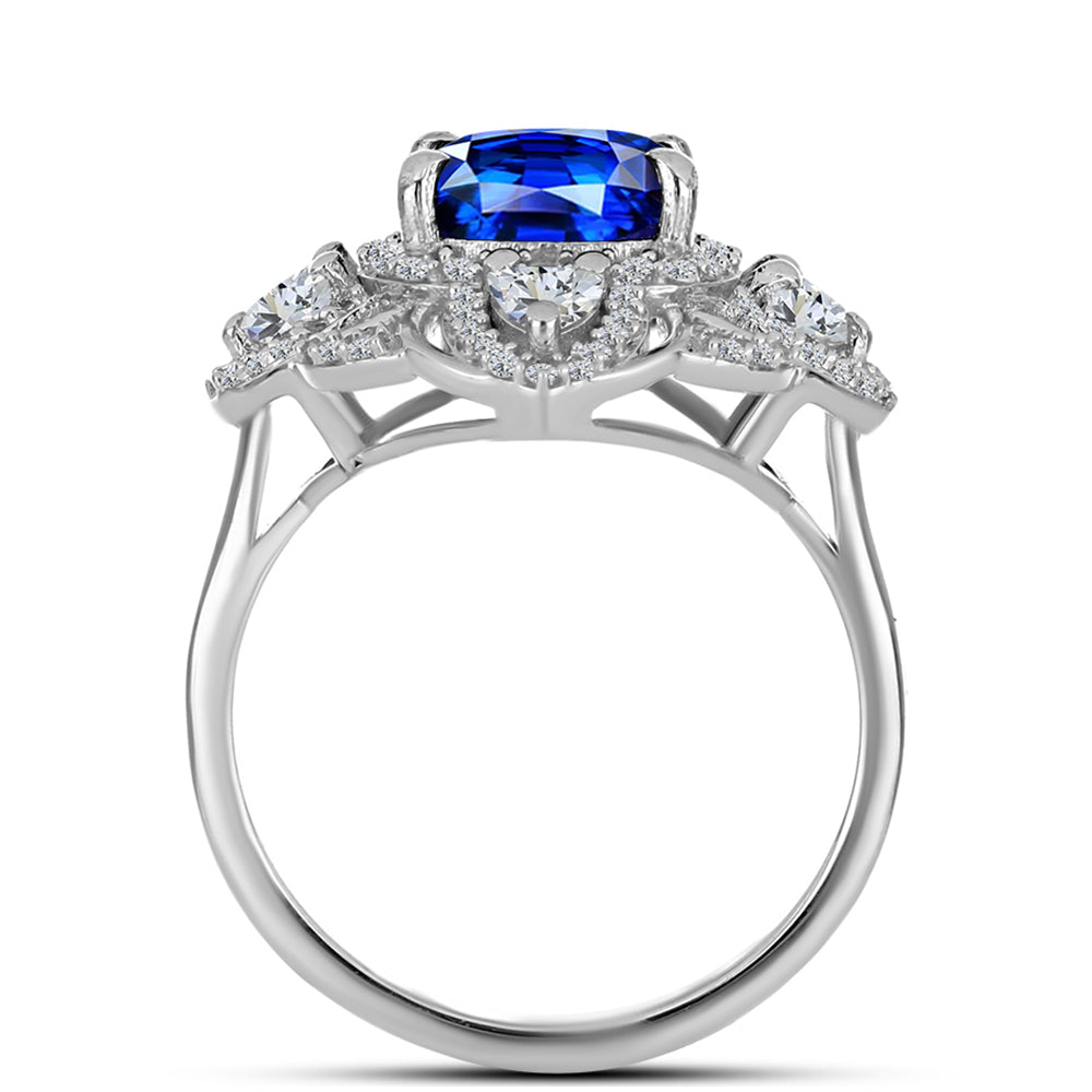 Anillo de Plata con Zafiro Azul Australiano y Topacio Blanco