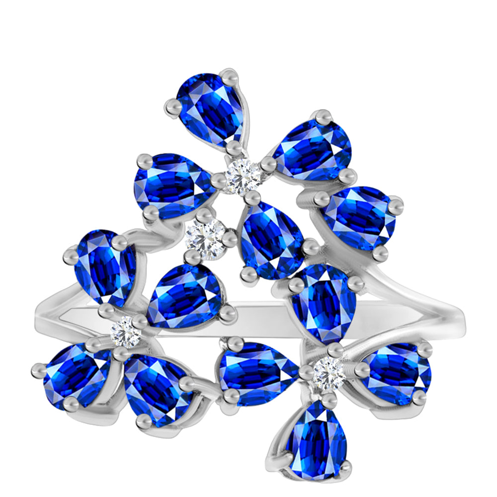 Anillo de Plata con Zafiro Azul Australiano y Topacio Blanco 5 
