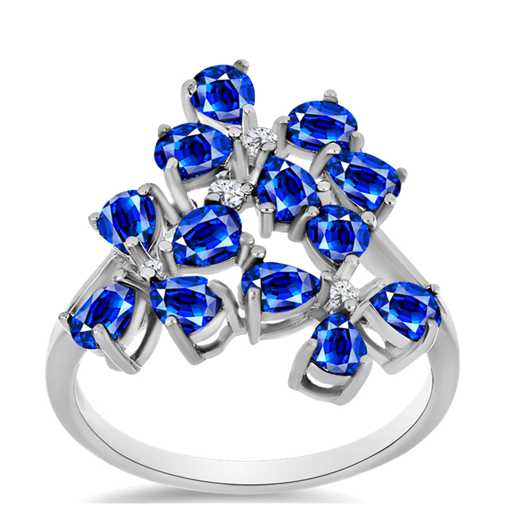 Anillo de Plata con Zafiro Azul Australiano y Topacio Blanco 3 