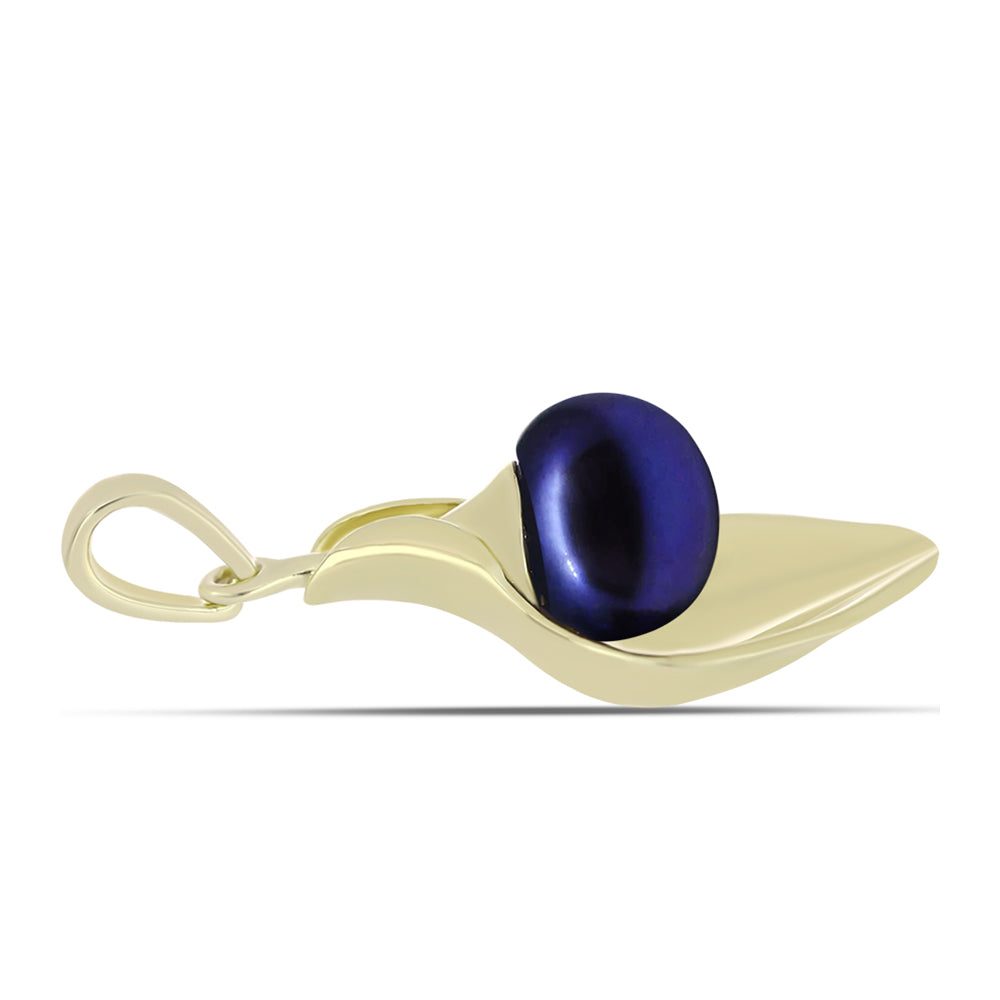 Colgante de Plata Bañada en Oro con Perla Negra de Agua dulce 2 