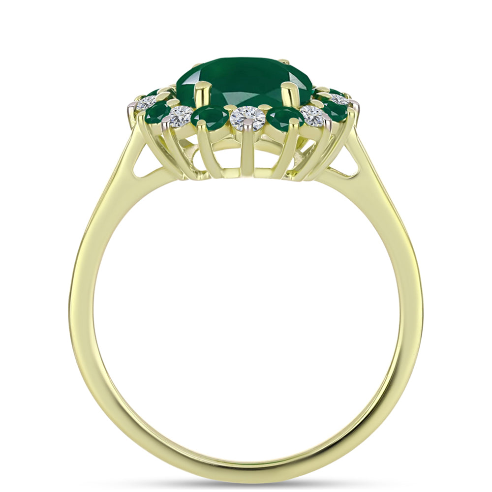 Anillo de Plata Bañada en Oro con Ágata Verde 6 