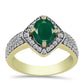 Anillo de Plata Bañada en Oro con Ágata Verde y Topacio Blanco