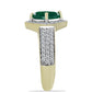 Anillo de Plata Bañada en Oro con Ágata Verde y Topacio Blanco