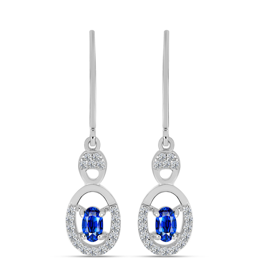 Pendientes de Plata con Zafiro Azul Australiano y Topacio Blanco