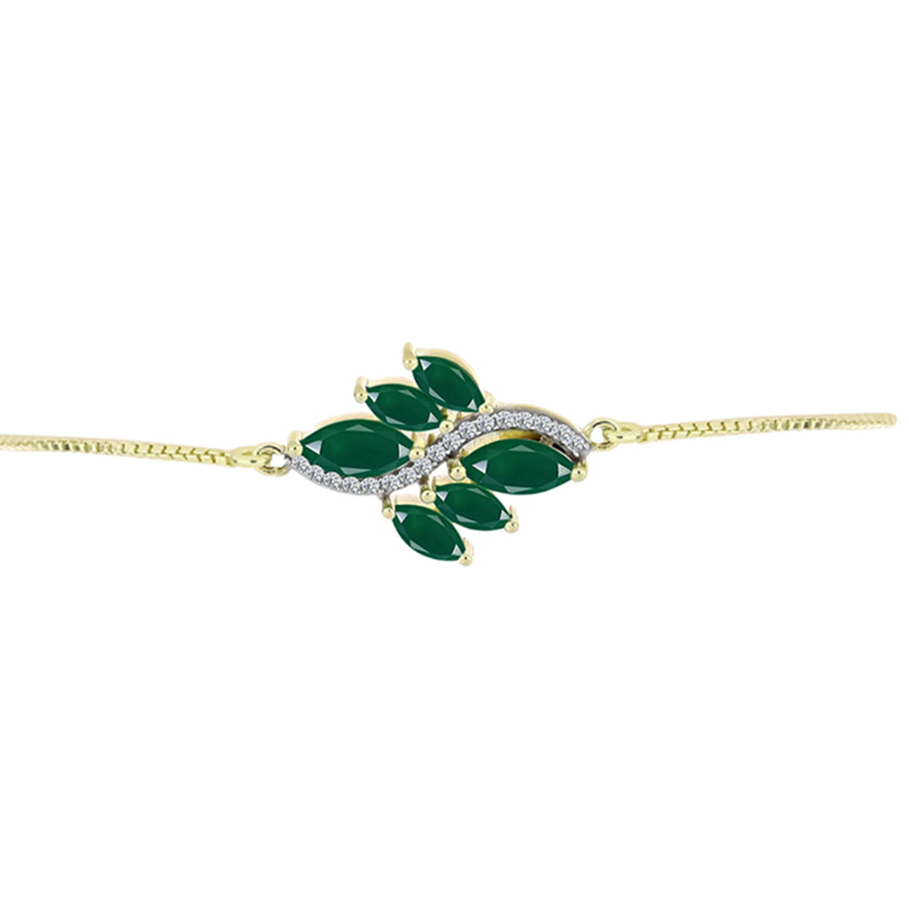 Pulsera de Plata Bañada en Oro con Ágata Verde