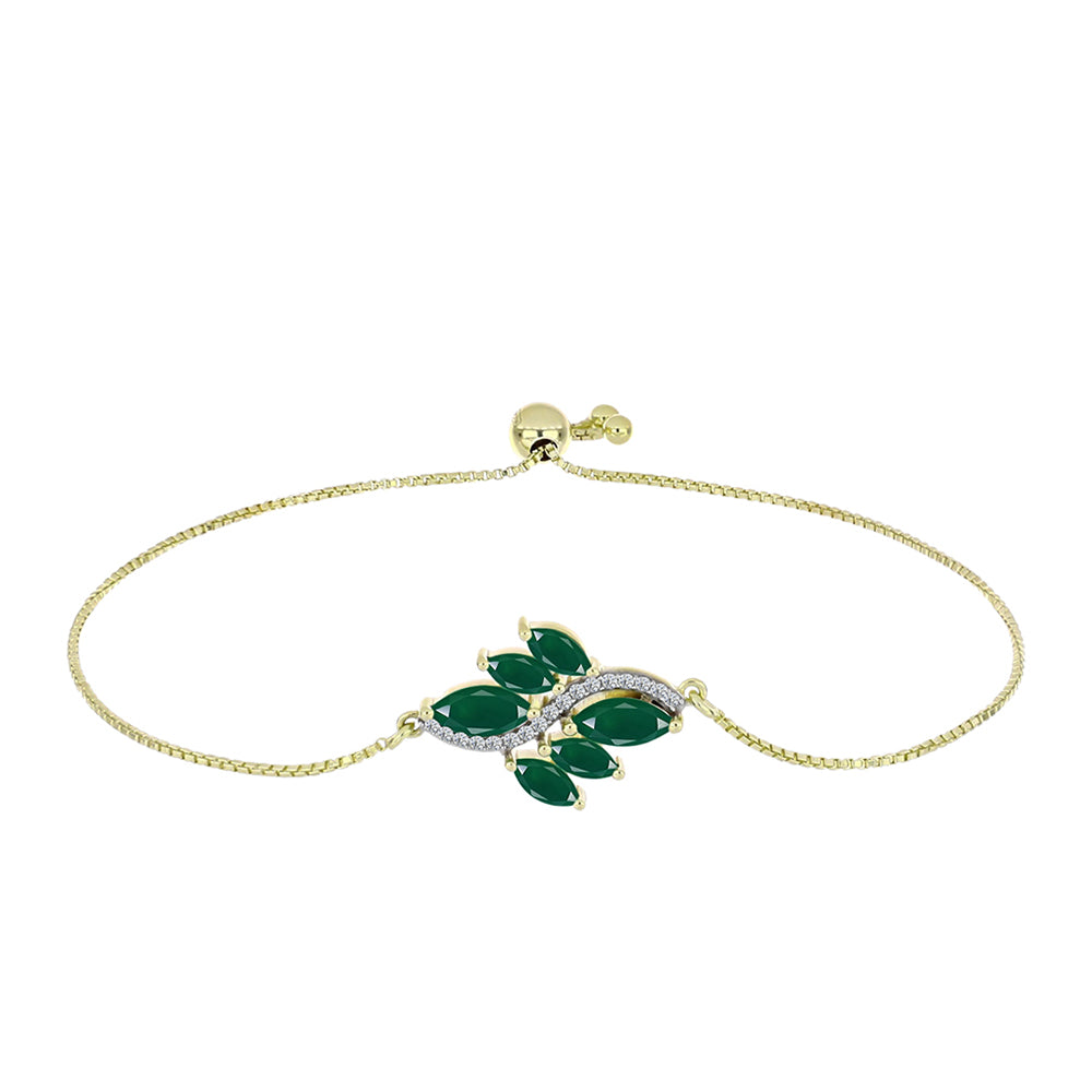 Pulsera de Plata Bañada en Oro con Ágata Verde