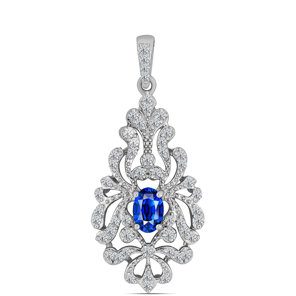 Colgante de Plata con Zafiro Azul Australiano y Topacio Blanco