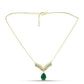 Collar de Plata Bañada en Oro con Ágata Verde y Topacio Blanco