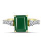 Anillo de Plata Bañada en Oro con Ágata Verde y Topacio Blanco