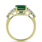 Anillo de Plata Bañada en Oro con Ágata Verde y Topacio Blanco