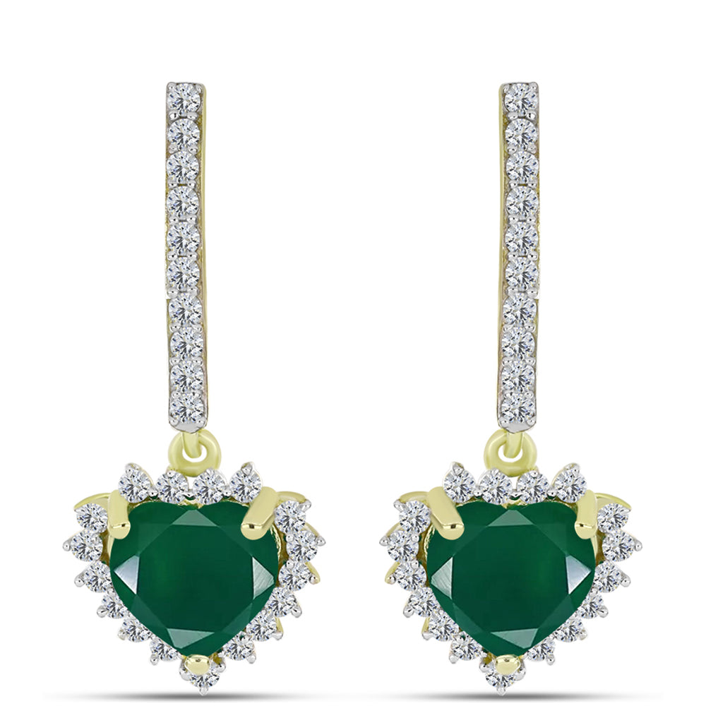 Pendientes de Plata Bañada en Oro con Ágata Verde y Topacio Blanco