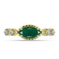 Anillo de Plata Bañada en Oro con Ágata Verde y Topacio Blanco