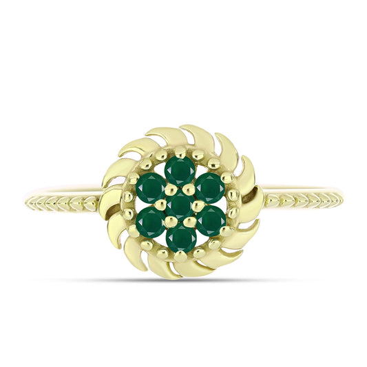 Anillo de Plata Bañada en Oro con Ágata Verde