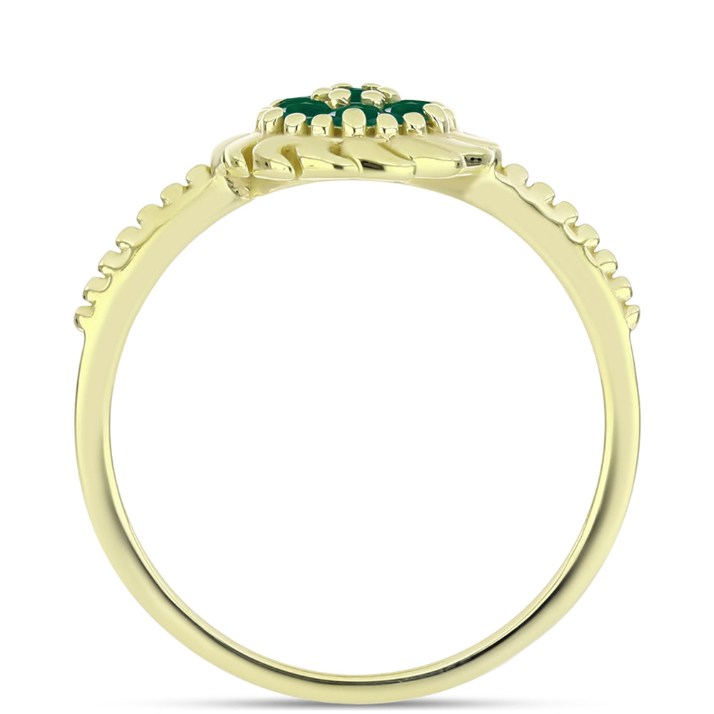 Anillo de Plata Bañada en Oro con Ágata Verde 2 