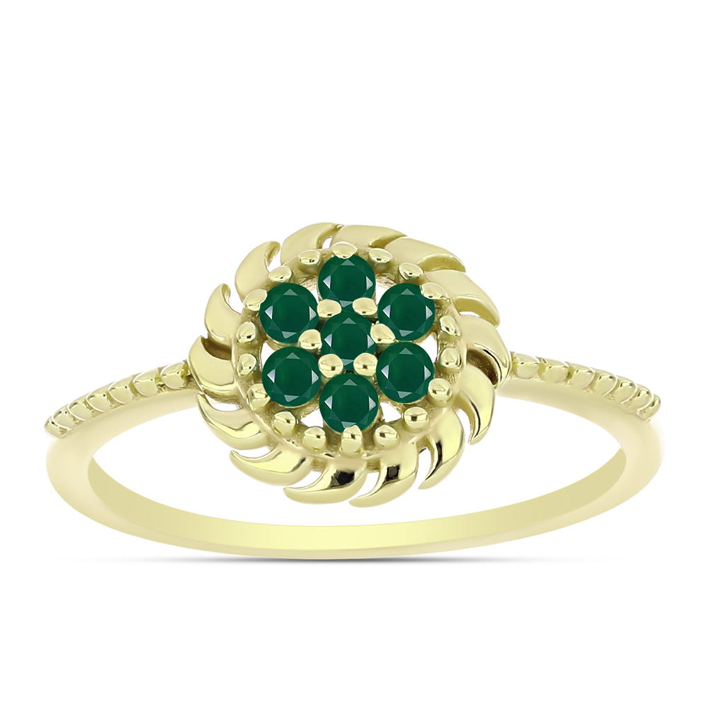 Anillo de Plata Bañada en Oro con Ágata Verde 3 