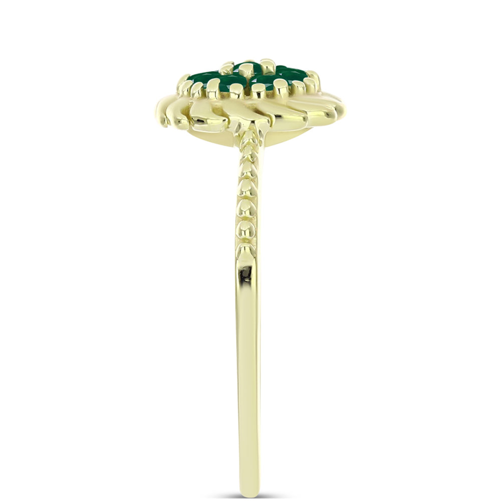 Anillo de Plata Bañada en Oro con Ágata Verde 4 
