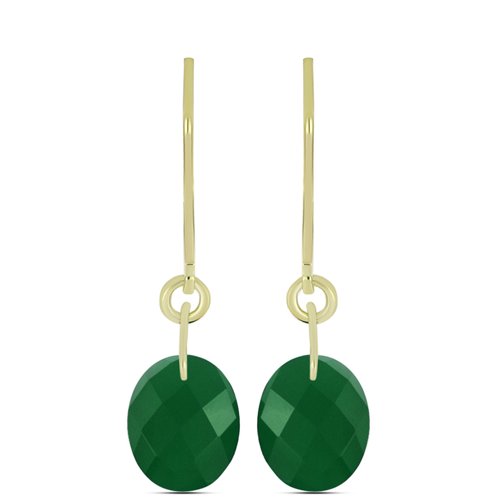 Pendientes de Plata Bañada en Oro con Ágata Verde 3 