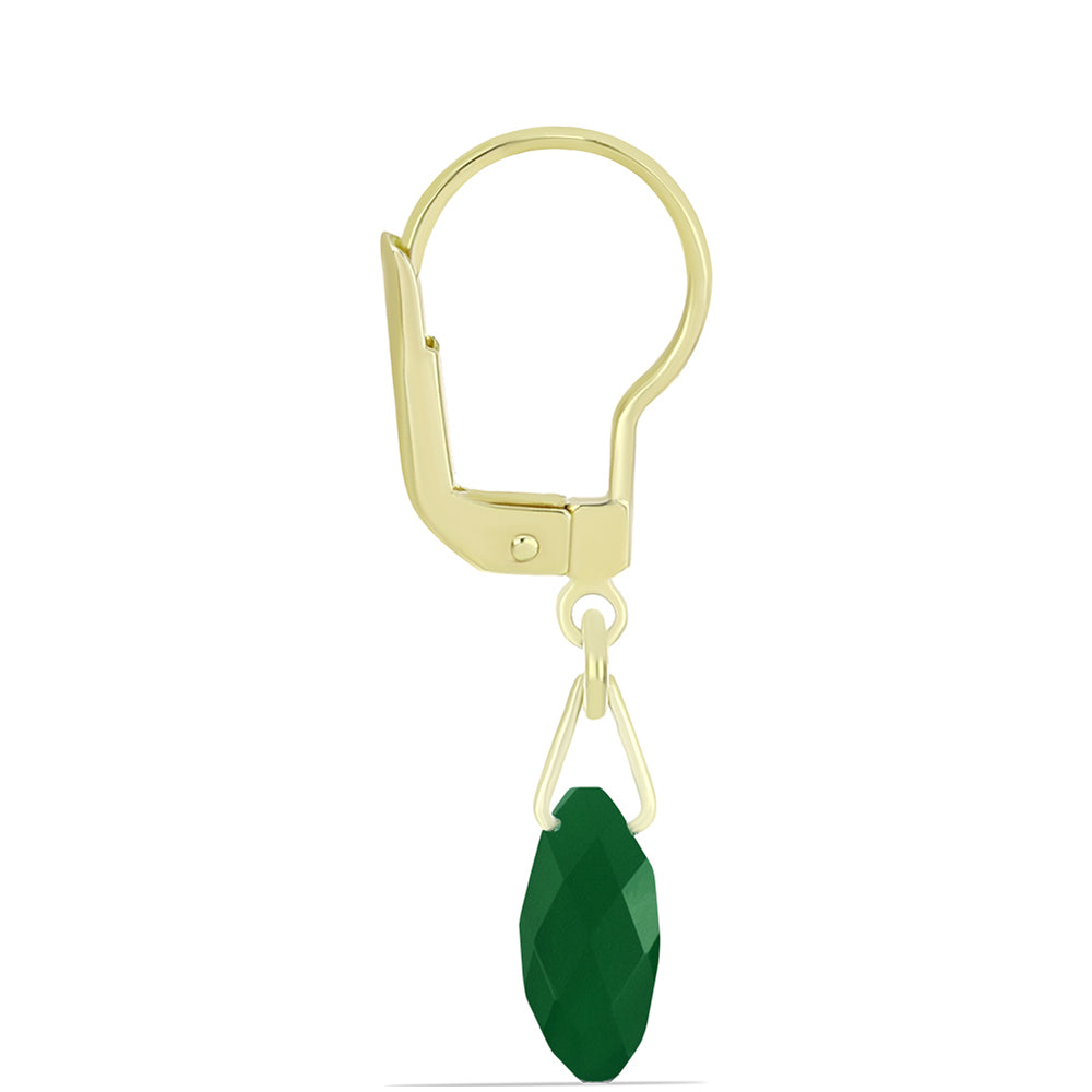 Pendientes de Plata Bañada en Oro con Ágata Verde 4 