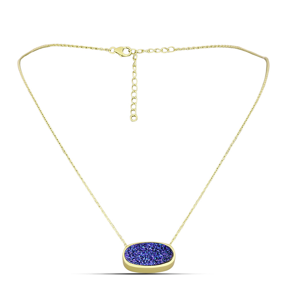 Collar de Plata Bañada en Oro con Drusa Purpura 2 