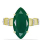 Anillo de Plata Bañada en Oro con Ágata Verde y Topacio Blanco
