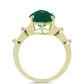 Anillo de Plata Bañada en Oro con Ágata Verde y Topacio Blanco