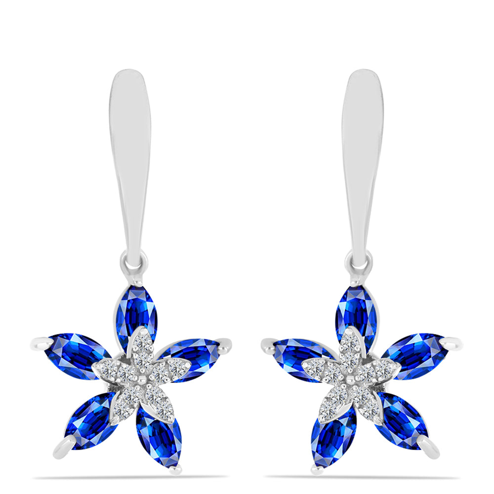 Pendientes de Plata con Zafiro Azul Australiano y Topacio Blanco