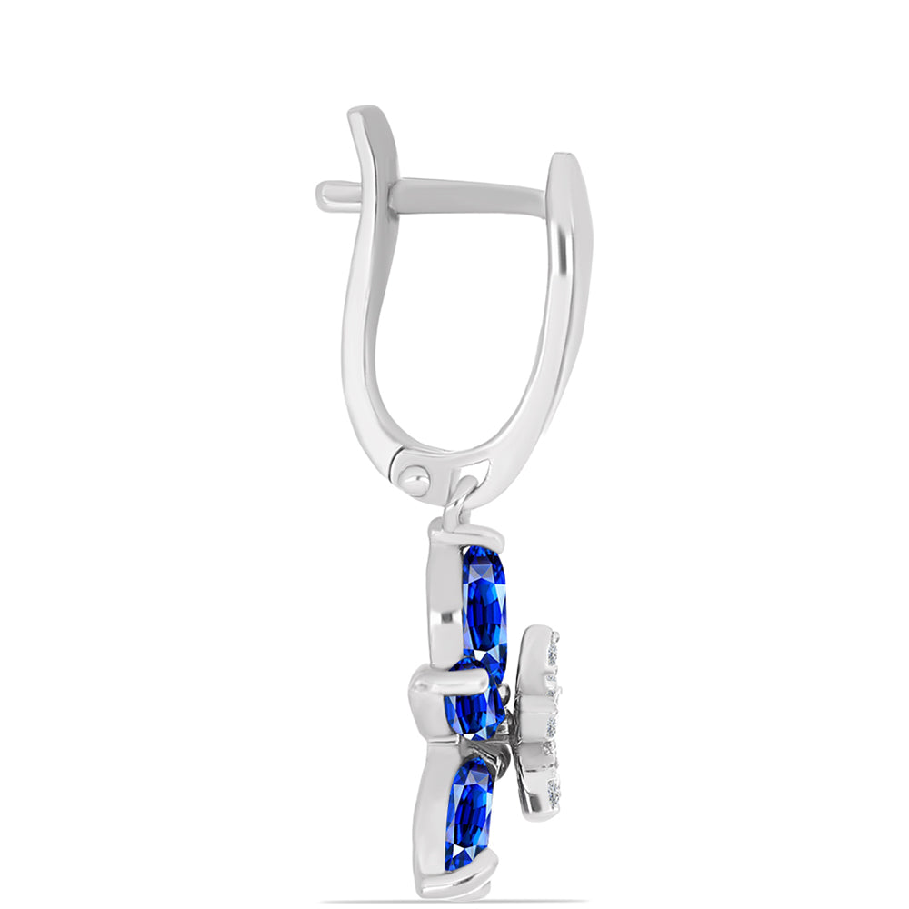 Pendientes de Plata con Zafiro Azul Australiano y Topacio Blanco 2 