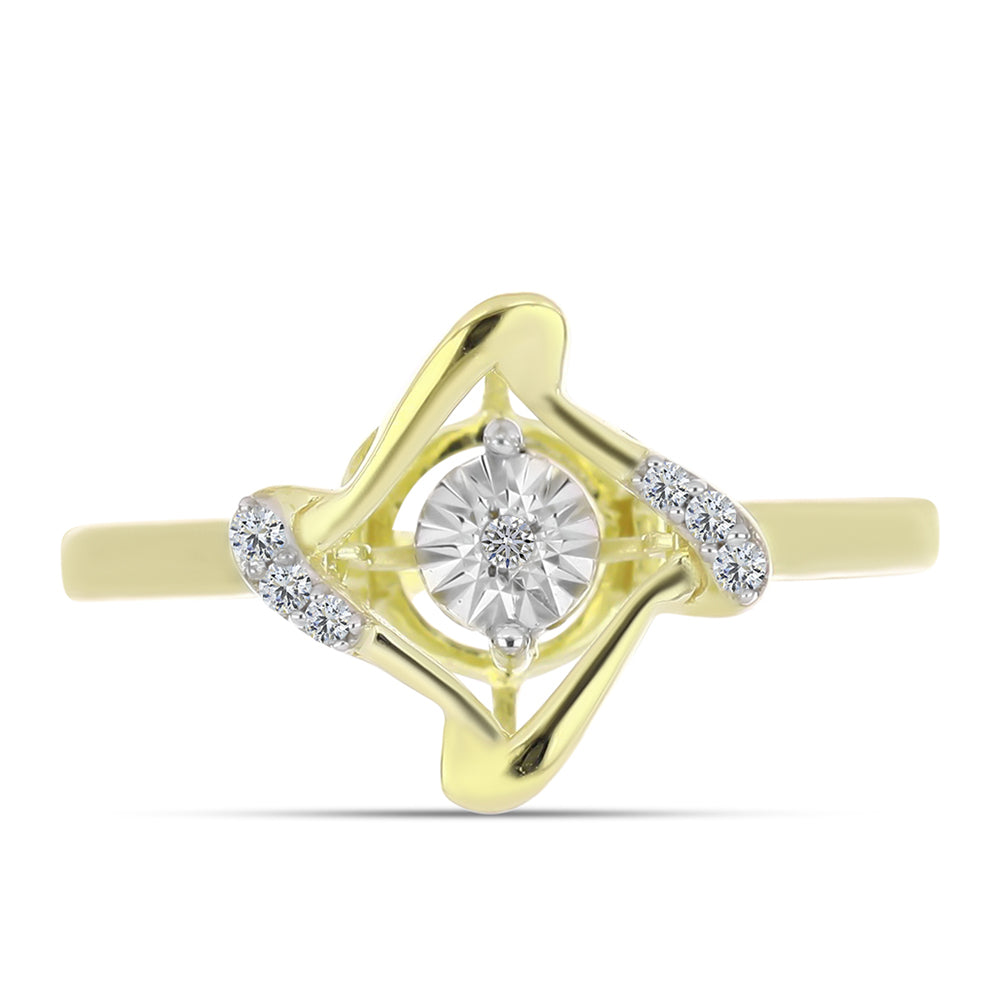 Anillo de Plata Bañada en Oro con Diamante blanco y Topacio Blanco 1 