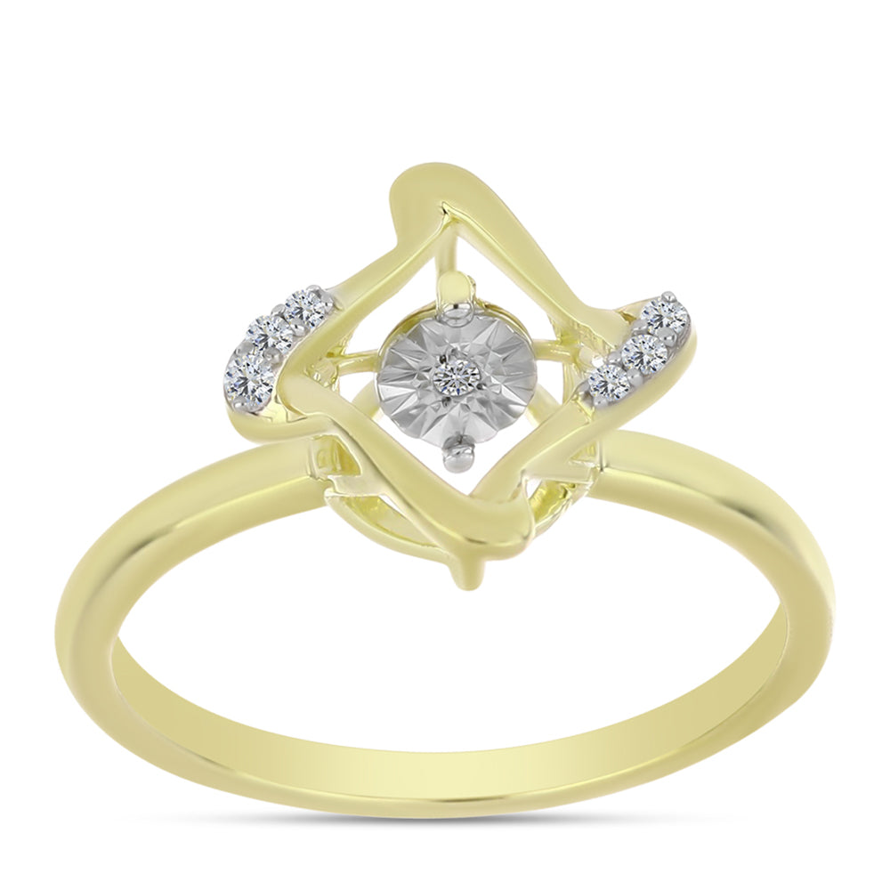 Anillo de Plata Bañada en Oro con Diamante blanco y Topacio Blanco