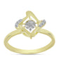 Anillo de Plata Bañada en Oro con Diamante blanco y Topacio Blanco