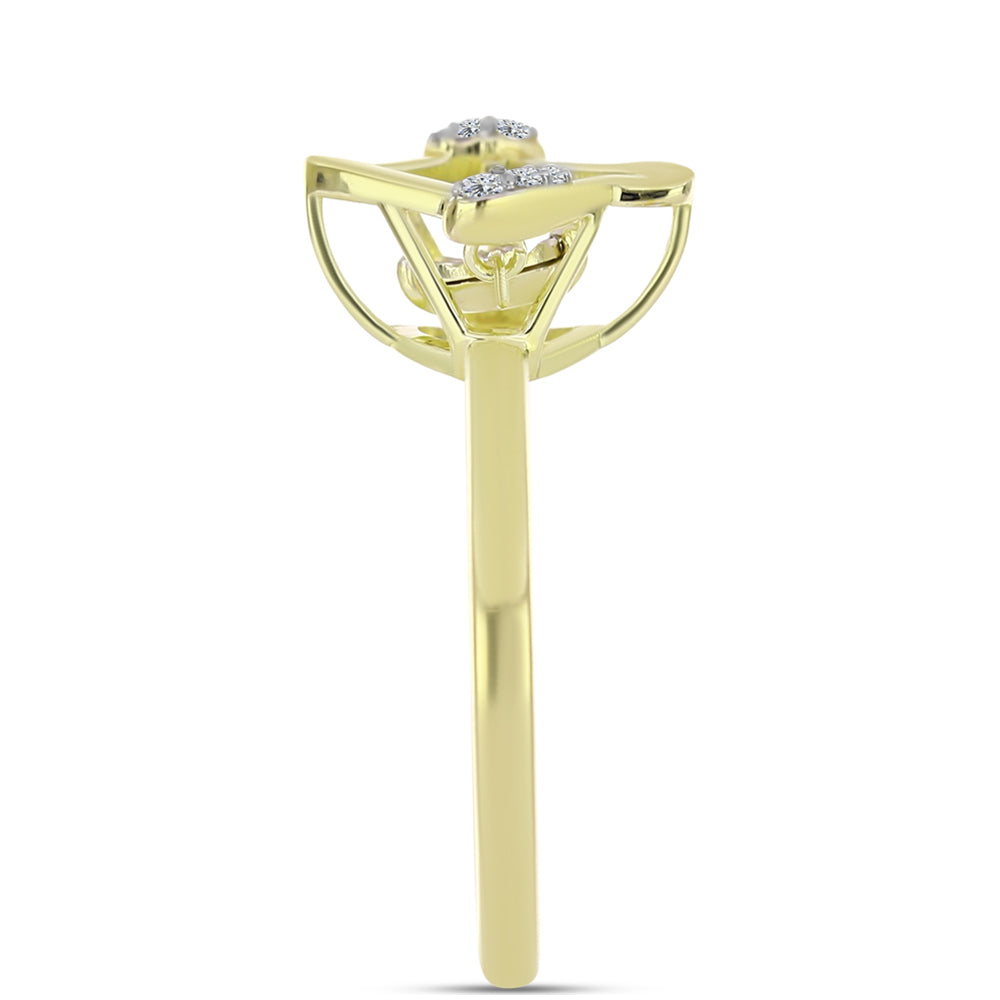 Anillo de Plata Bañada en Oro con Diamante blanco y Topacio Blanco