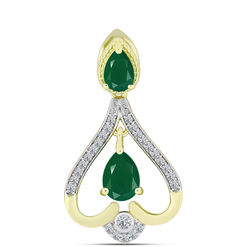 Colgante de Plata Bañada en Oro con Ágata Verde 1 