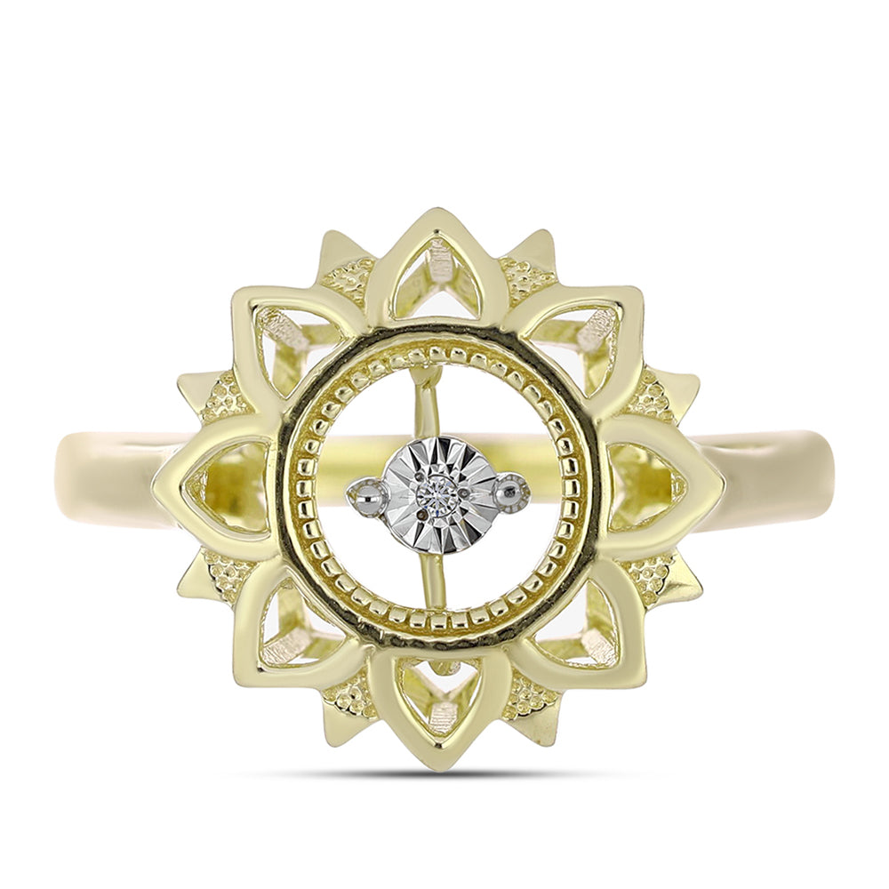 Anillo de Plata Bañada en Oro con Diamante blanco 1 