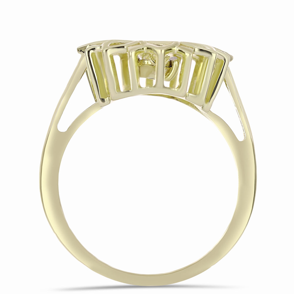 Anillo de Plata Bañada en Oro con Diamante blanco 2 