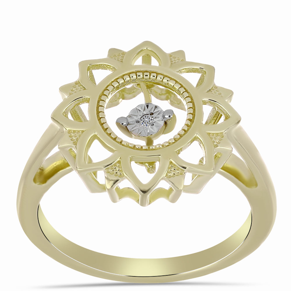 Anillo de Plata Bañada en Oro con Diamante blanco