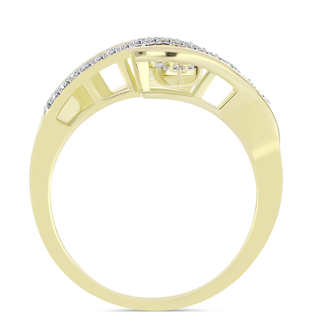 Anillo de Plata Bañada en Oro con Diamante blanco y Topacio Blanco 6 
