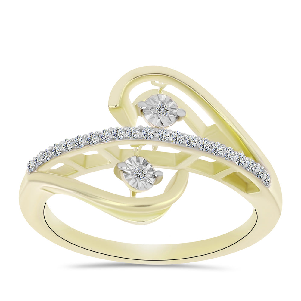 Anillo de Plata Bañada en Oro con Diamante blanco y Topacio Blanco