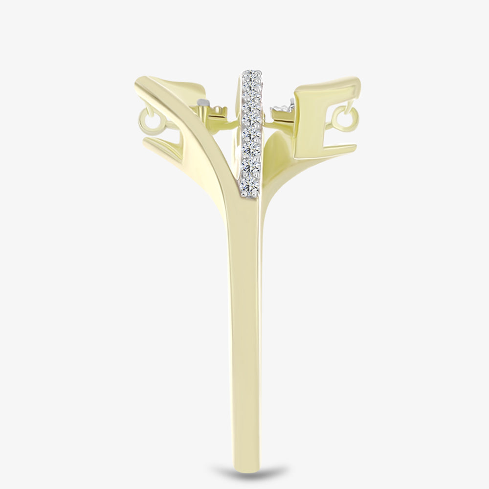 Anillo de Plata Bañada en Oro con Diamante blanco y Topacio Blanco