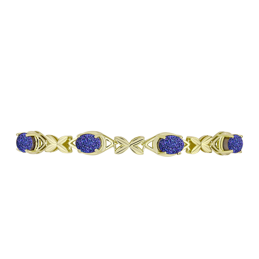 Pulsera de Plata Bañada en Oro con Drusa Purpura 2 