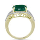 Anillo de Plata Bañada en Oro con Ágata Verde y Topacio Blanco