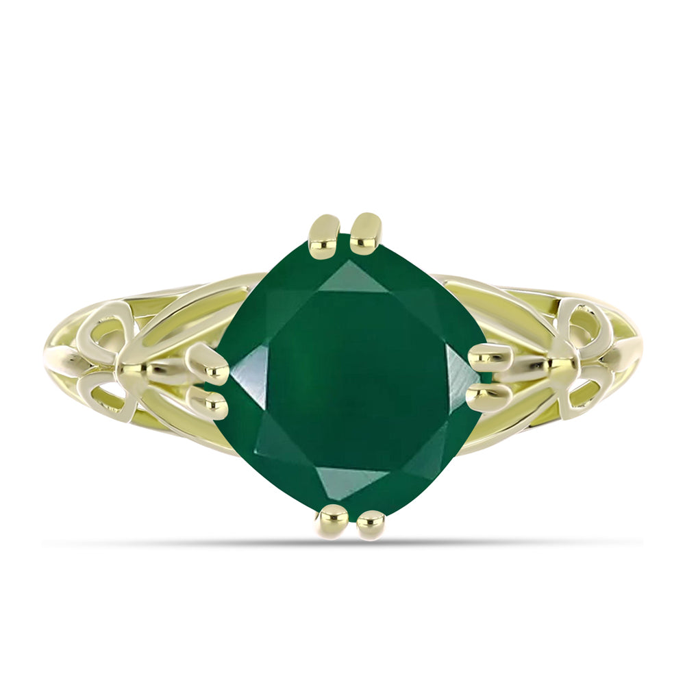 Anillo de Plata Bañada en Oro con Ágata Verde