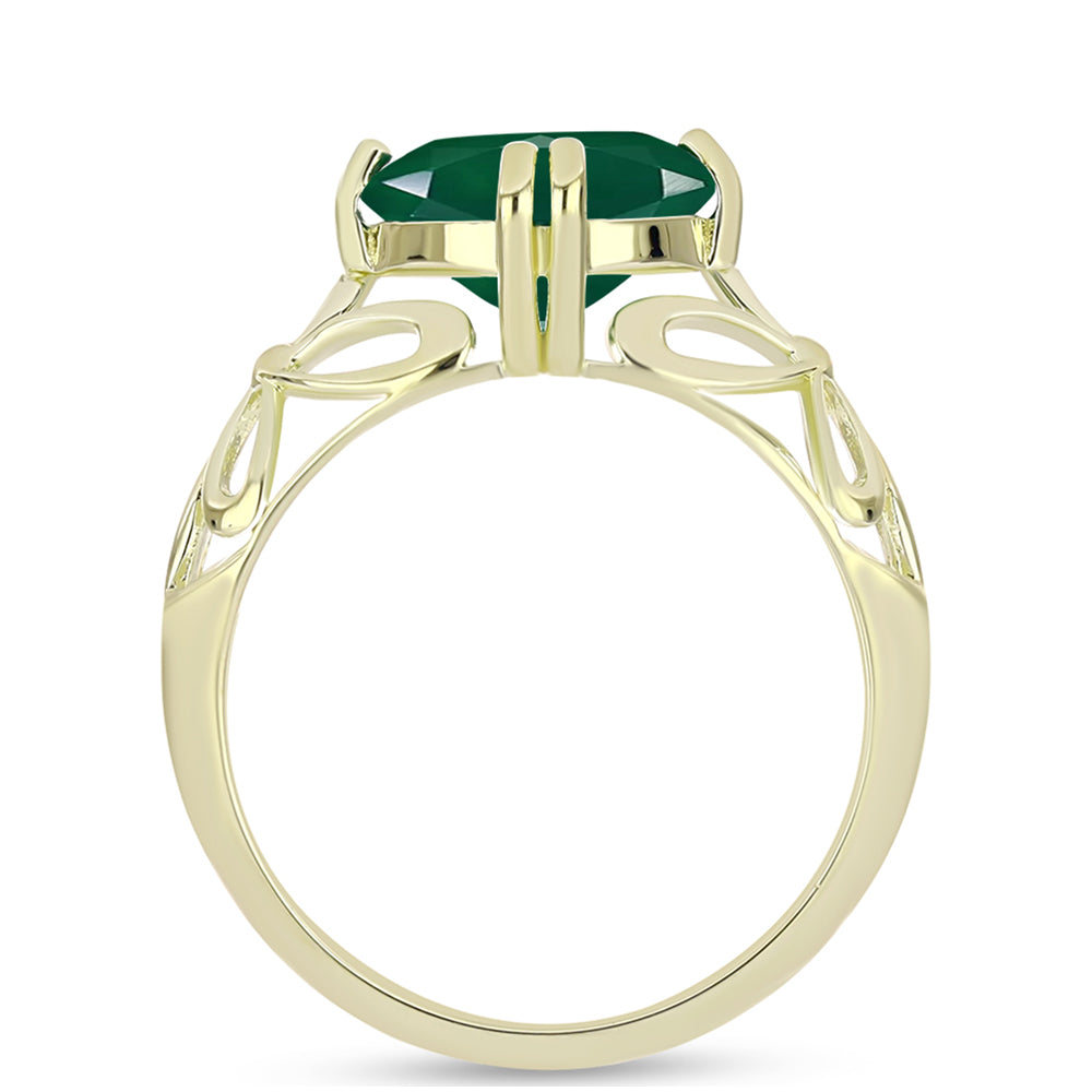 Anillo de Plata Bañada en Oro con Ágata Verde 2 