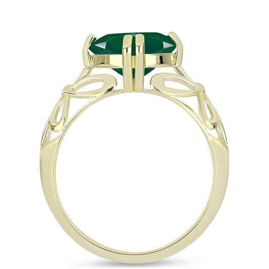 Anillo de Plata Bañada en Oro con Ágata Verde