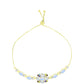 Pulsera de Plata Bañada en Oro con Piedra Lunar Arco Iris
