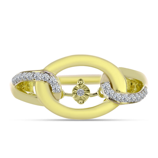 Anillo de Plata Bañada en Oro con Diamante blanco y Topacio Blanco