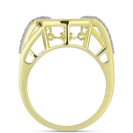 Anillo de Plata Bañada en Oro con Diamante blanco y Topacio Blanco