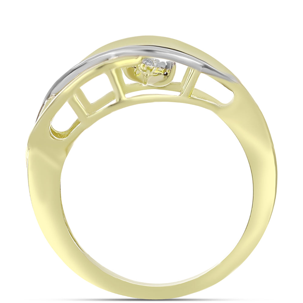 Anillo de Plata Bañada en Oro con Diamante blanco 2 