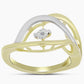 Anillo de Plata Bañada en Oro con Diamante blanco