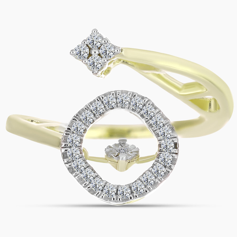 Anillo de Plata Bañada en Oro con Diamante blanco y Topacio Blanco 1 