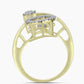 Anillo de Plata Bañada en Oro con Diamante blanco y Topacio Blanco